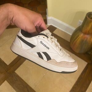 Reebok Court Advance Clip Chalk Grey White Preschool School SZ 11c Used